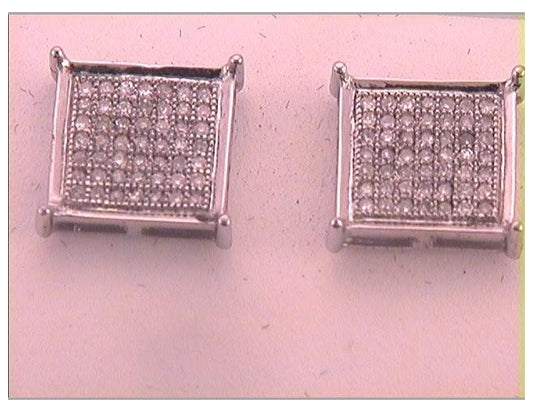 10kt White Gold 1/3ct Diamond Micro-pave Mens Earring