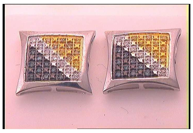 Sterling Silver 1/6ct. Diamond P3 Blue Micro-pave Unisex Earring