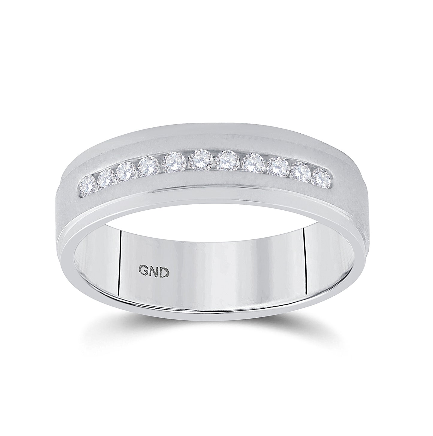 14K White Gold Mens Round Diamond Single Row Wedding Band Ring 1/4 Cttw, Mens Size: 7-13