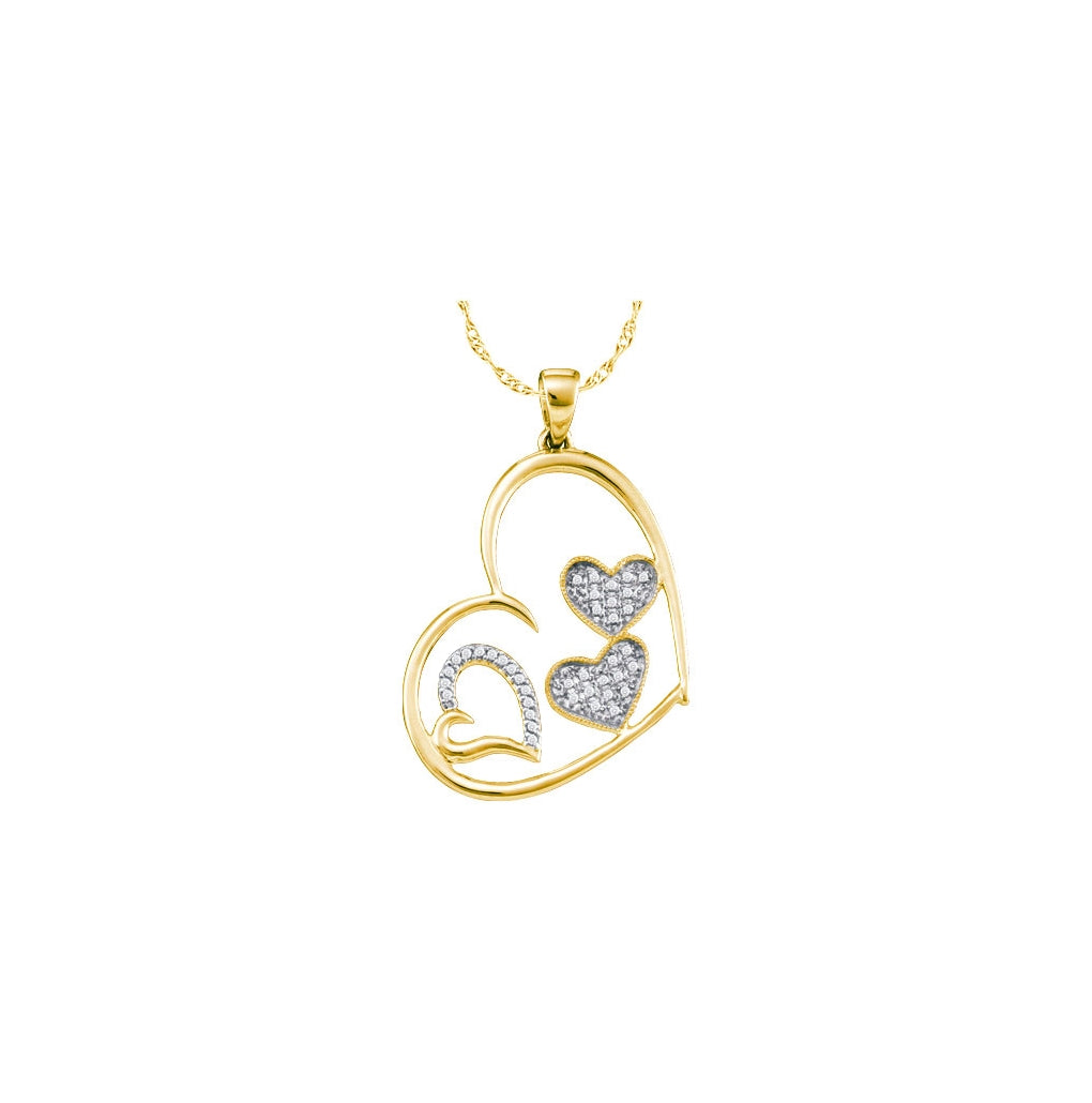 10kt Yellow Gold 1/8ctw Diamond Heart Pendant