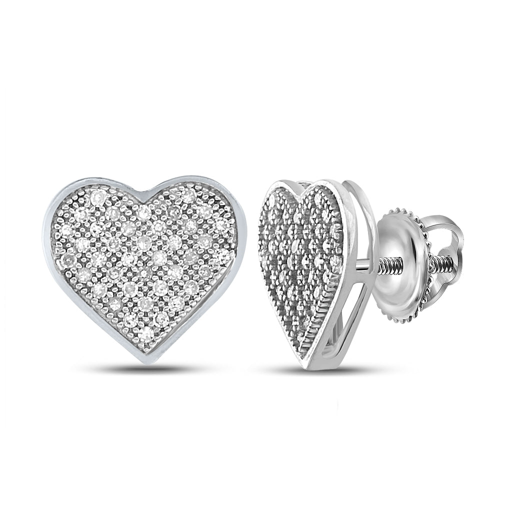 Sterling Silver 1/4ct Diamond Heart Earrings