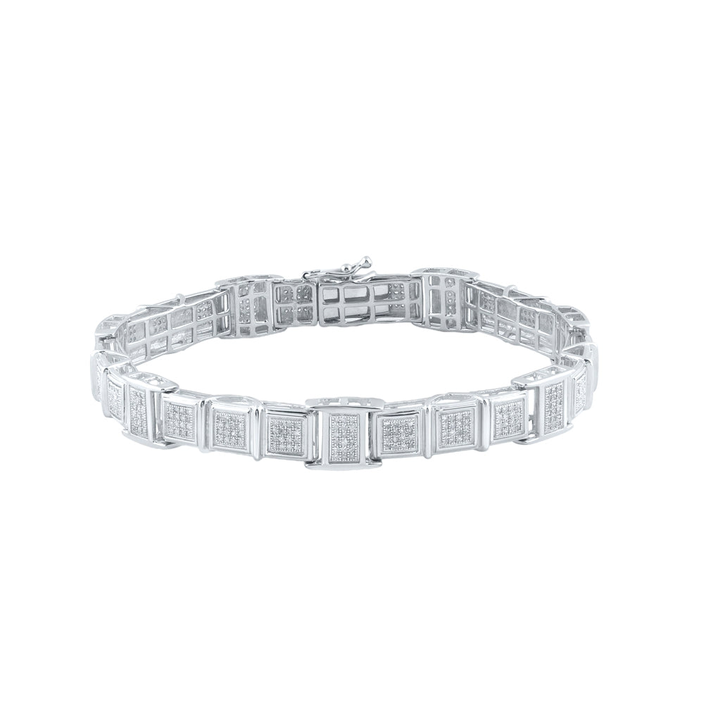 10kt White Gold 1 3/8ct Diamond Micro-pave Mens Bracelet