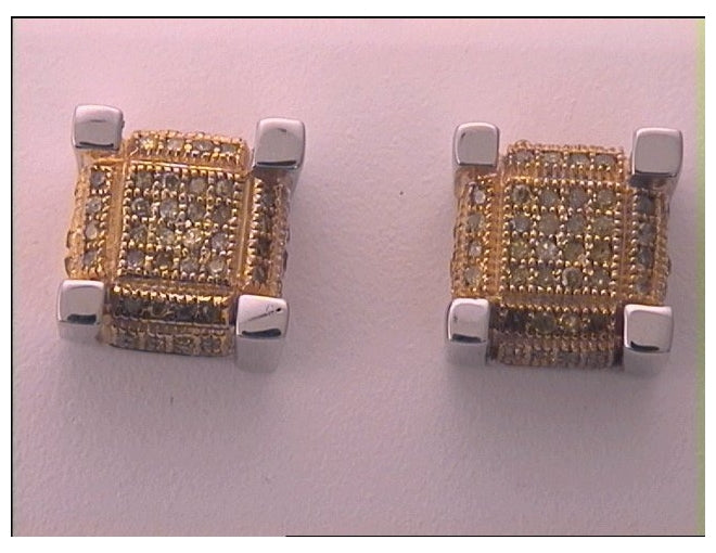 10kt White Gold 1/2ct Diamond Micro-pave Mens Earrings