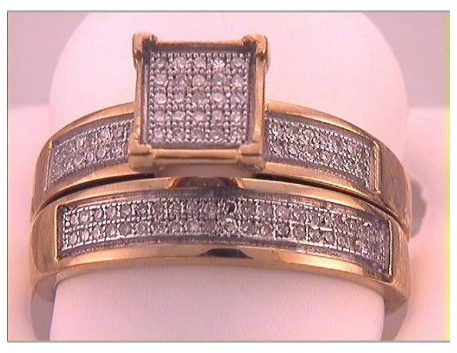 10kt Yellow Gold 1/3ct Diamond Micro-pave Bridal Set