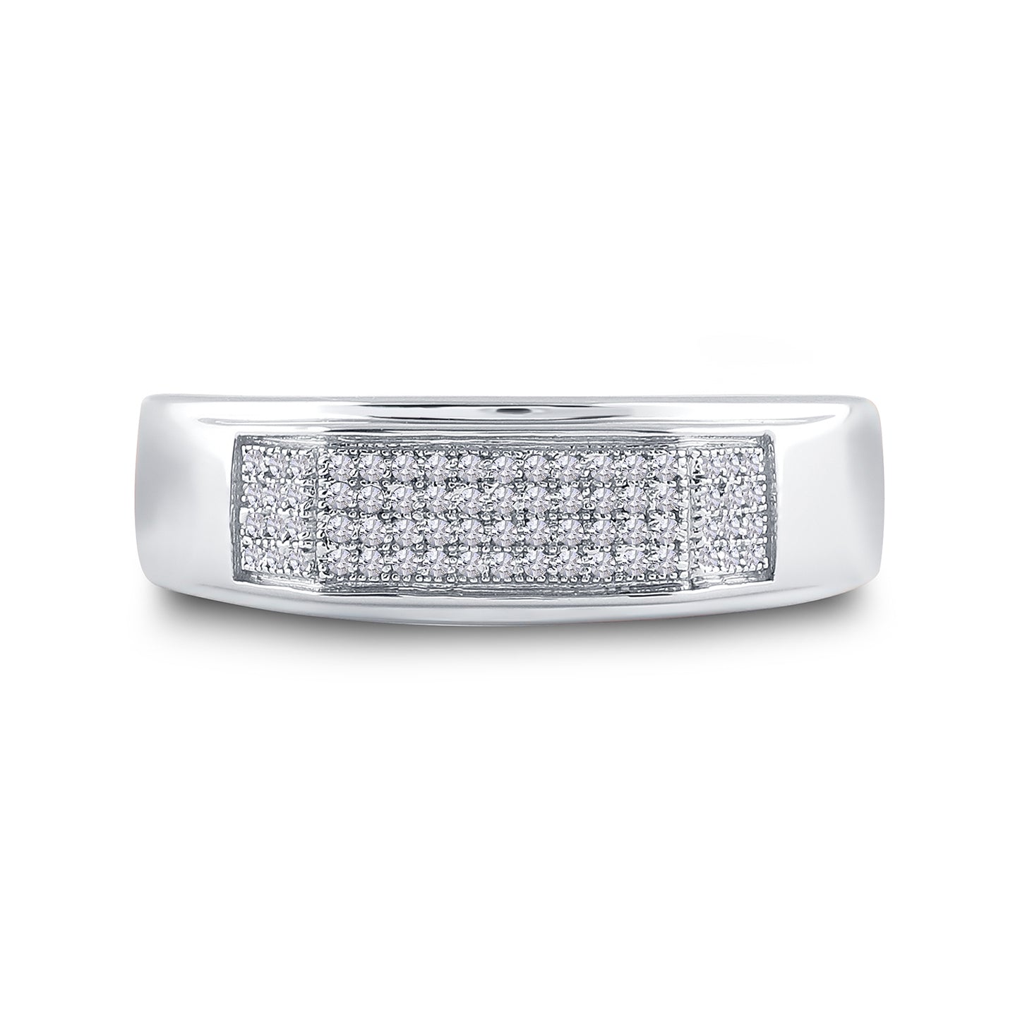Sterling Silver Mens Round Diamond Wedding Band Ring 1/5 Cttw, Mens Size: 7-13