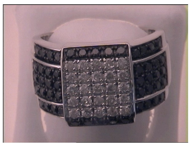 Sterling Silver 2 1/5ct Diamond Black Mens Ring