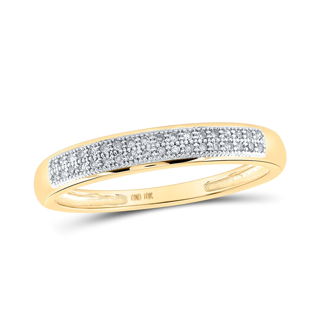 10K Yellow Or White Gold Womens Round Diamond Pave Band Ring 1/10 Cttw, Womens Size: 5-10