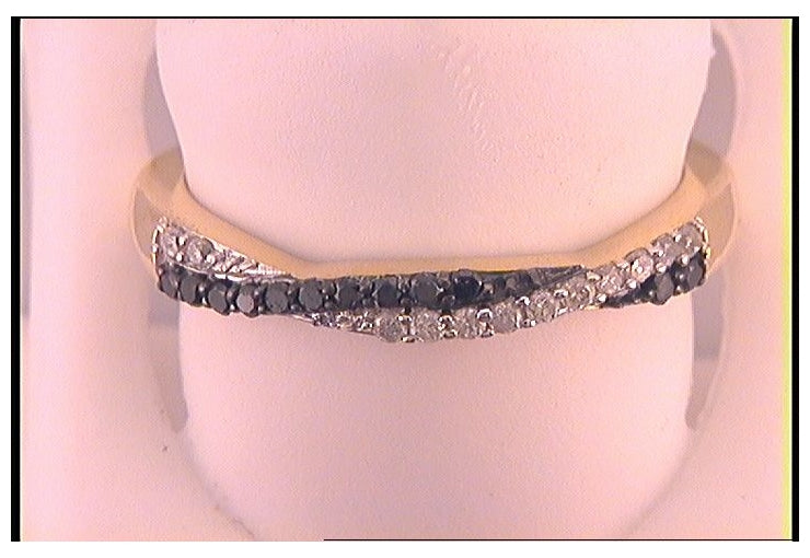 10kt Yellow Gold Womens Round Black Color Enhanced Diamond Crossover Band Ring 1/4 Cttw, Womens Size: 5-10