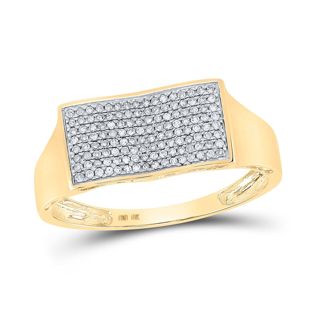10K Yellow Gold Mens Round Diamond Cluster Ring 1/4ctw, Mens Size: 7-13