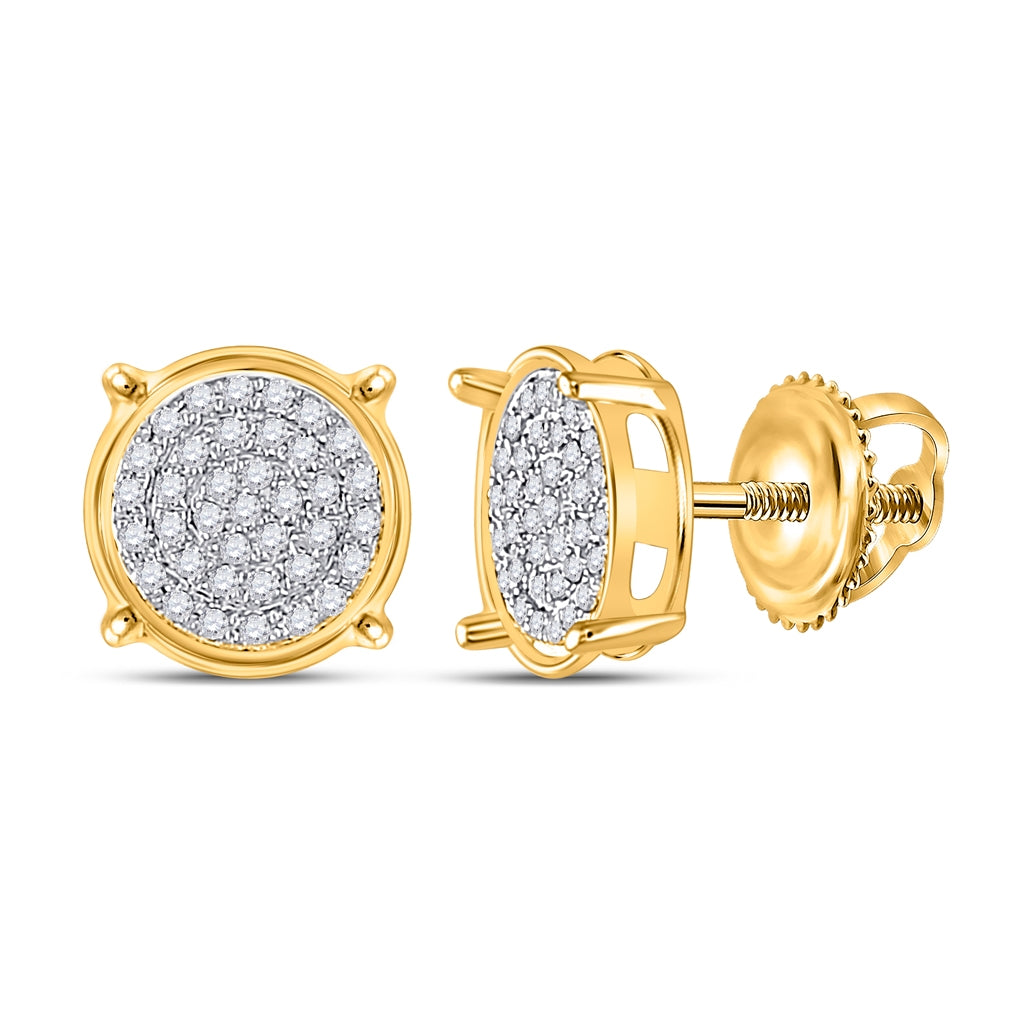 10K Yellow Gold Womens Round Diamond Circle Earrings 1/8 Cttw, Length: 0.28 In, Width: 0.28 In