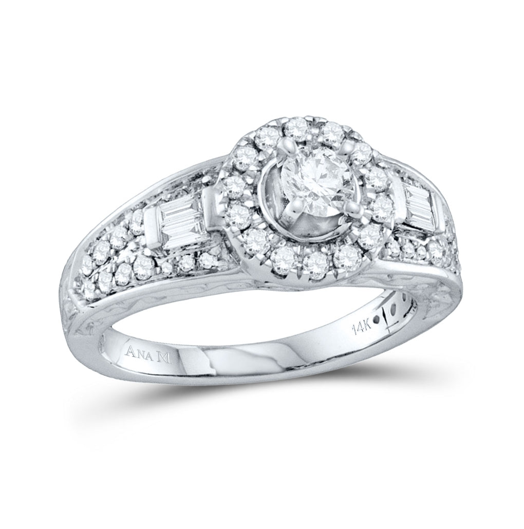14kt White Gold Womens Round Diamond Solitaire Bridal Wedding Engagement Ring 1.00 Cttw