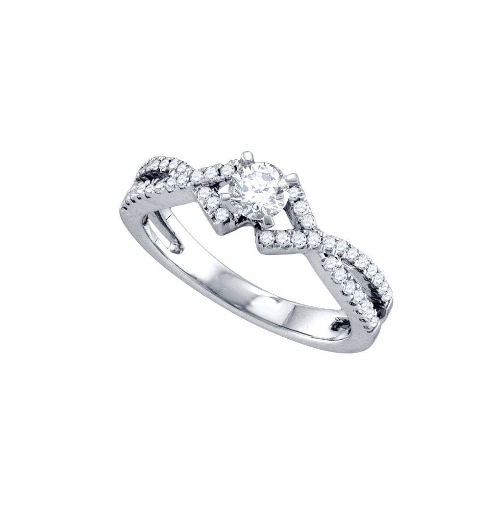 14kt White Gold Womens Round Diamond Solitaire Bridal Wedding Engagement Ring 1/3 Cttw