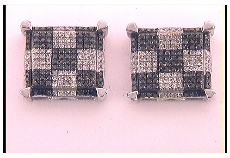 Sterling Silver 1/2ct Diamond Micro-pave Mens Earrings
