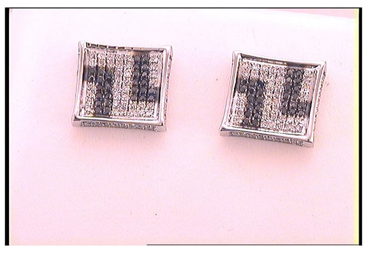 10kt White Gold 1/3ct Diamond Micro-pave Mens Earrings