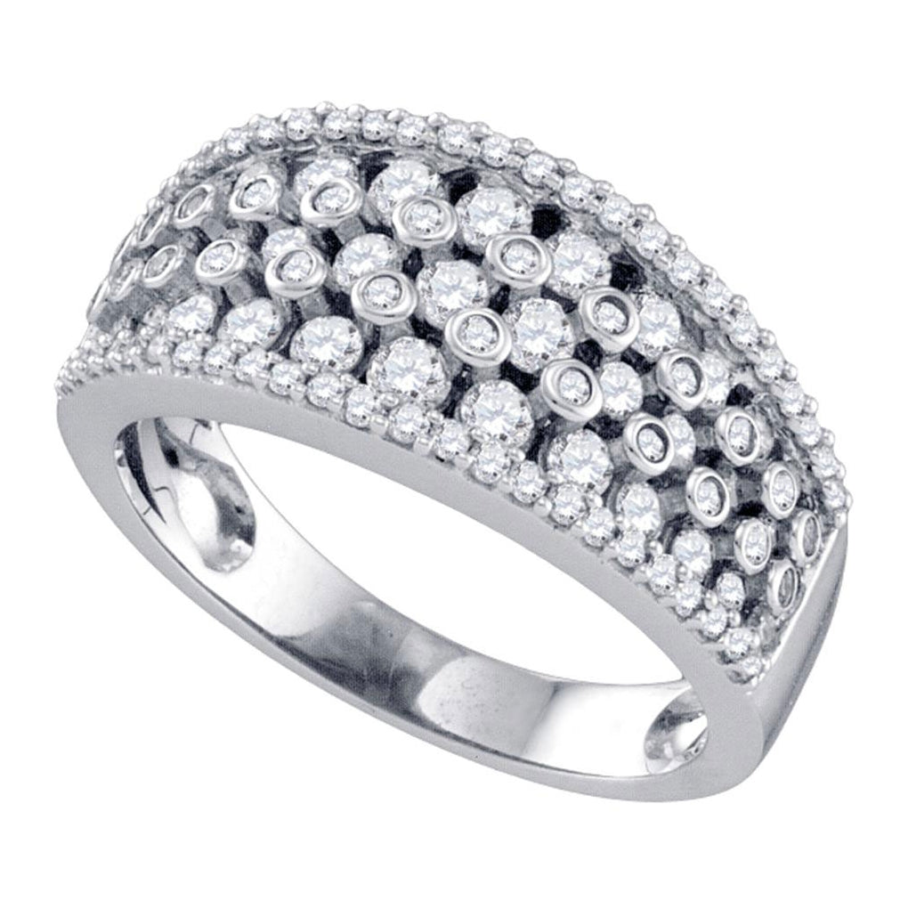 10K White Gold Womens Round Diamond Band Ring 1 Cttw, Womens Size: 5-10