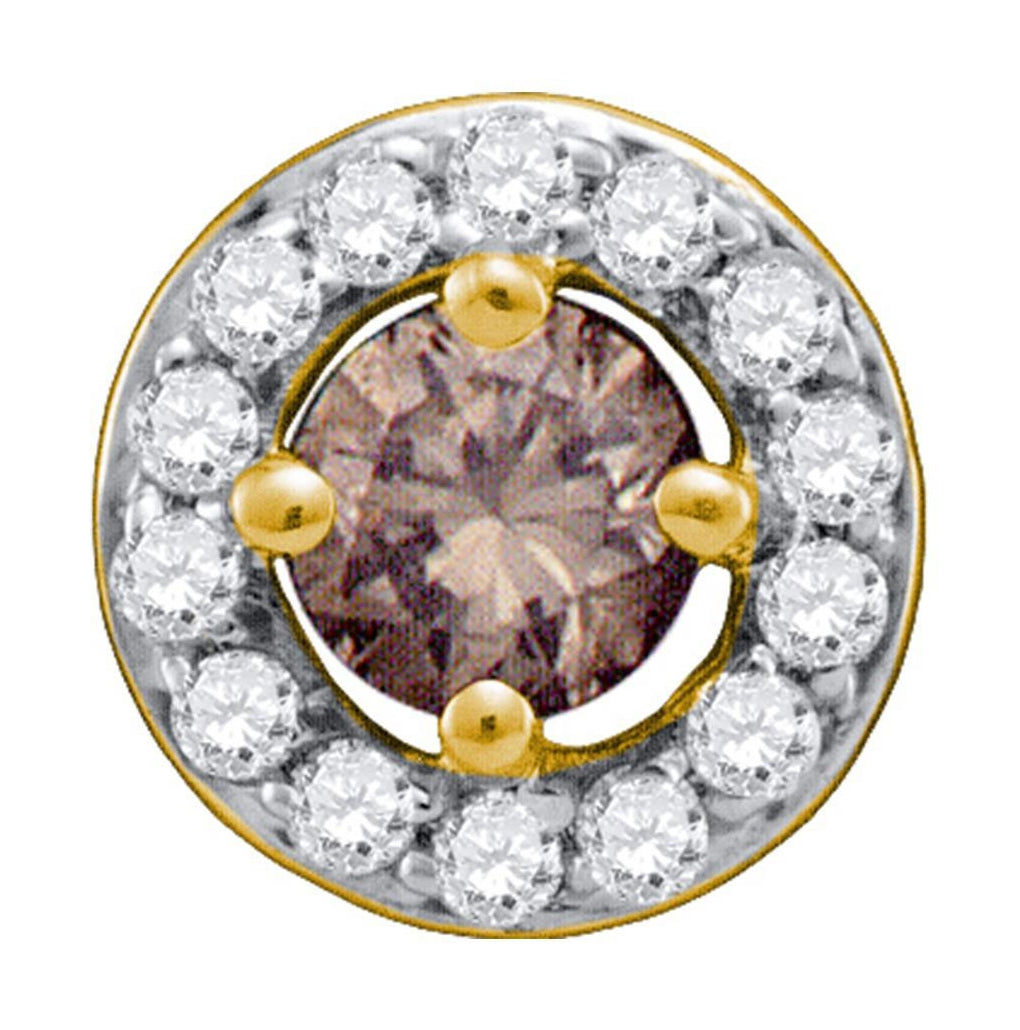 10K Yellow Or White Gold Womens Round Brown Diamond Solitaire Pendant 1/2 Cttw