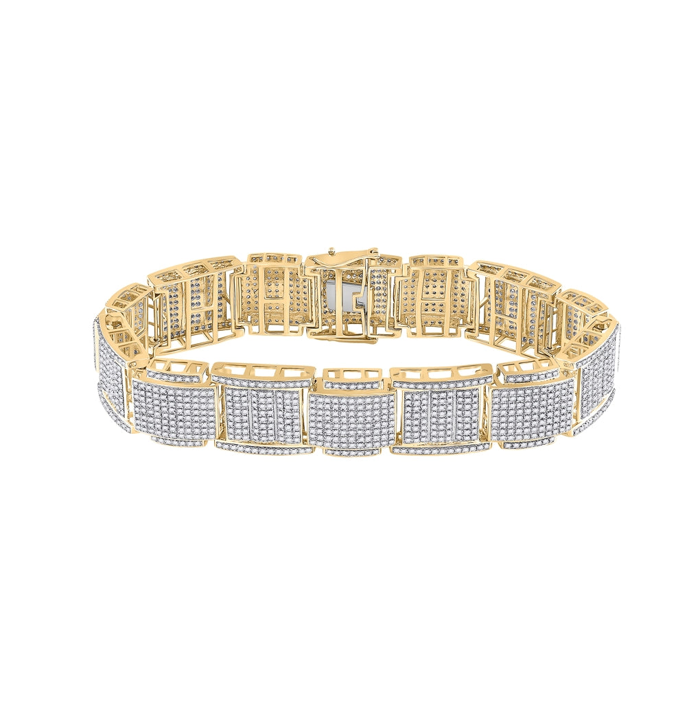 10K Yellow Gold Mens Round Diamond Link Bracelet 4-1/2 Cttw