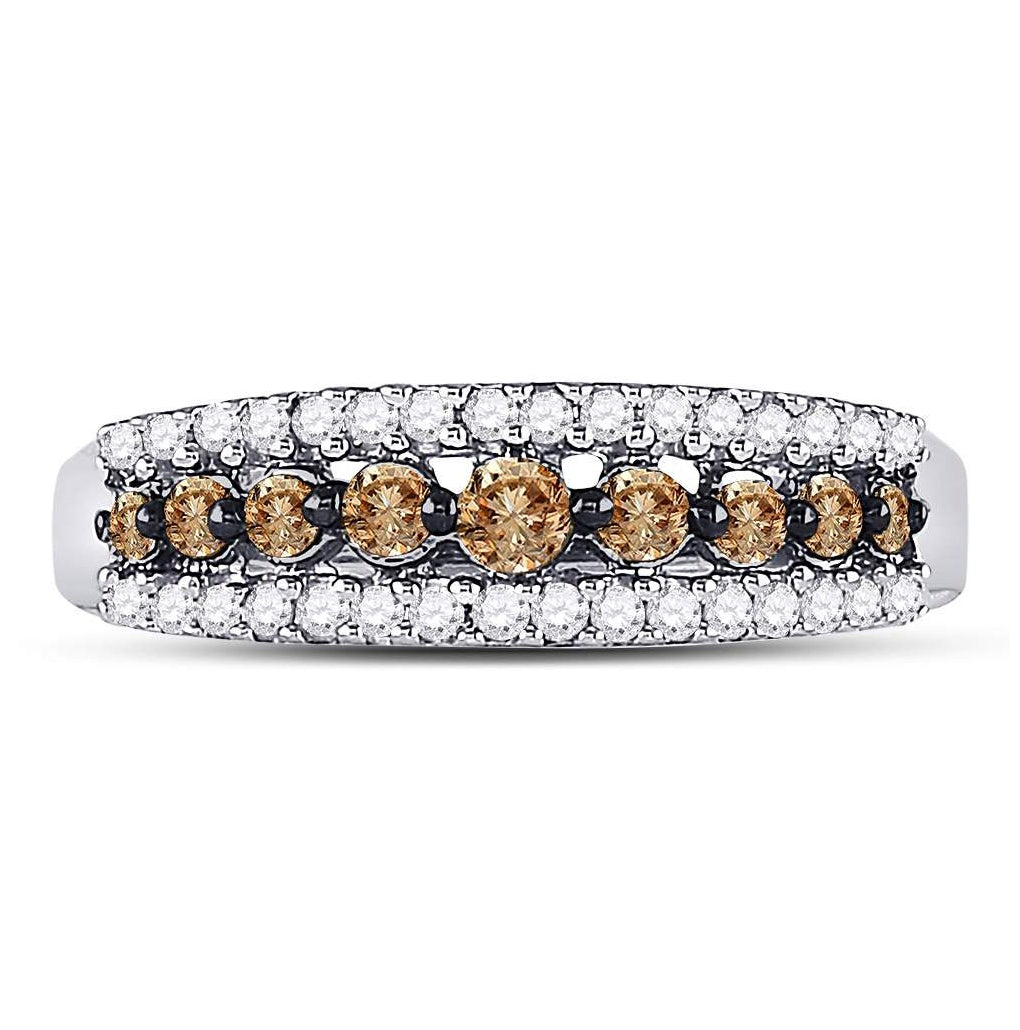 10K Yellow Or White Gold Womens Brown Diamond Band Ring 1/2 Cttw