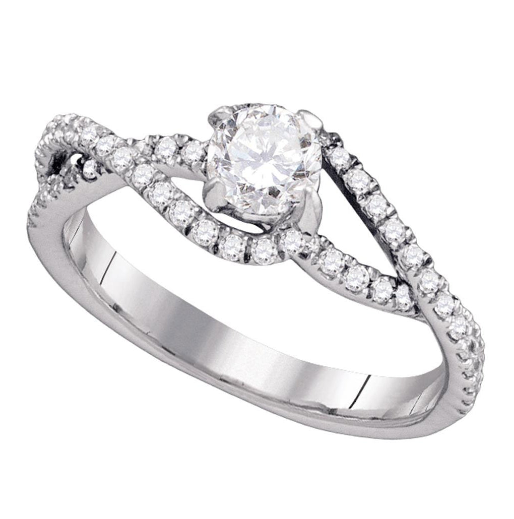 14k White Gold Womens Round Diamond Solitaire Slender Woven Bridal Engagement Ring 3/4 Cttw
