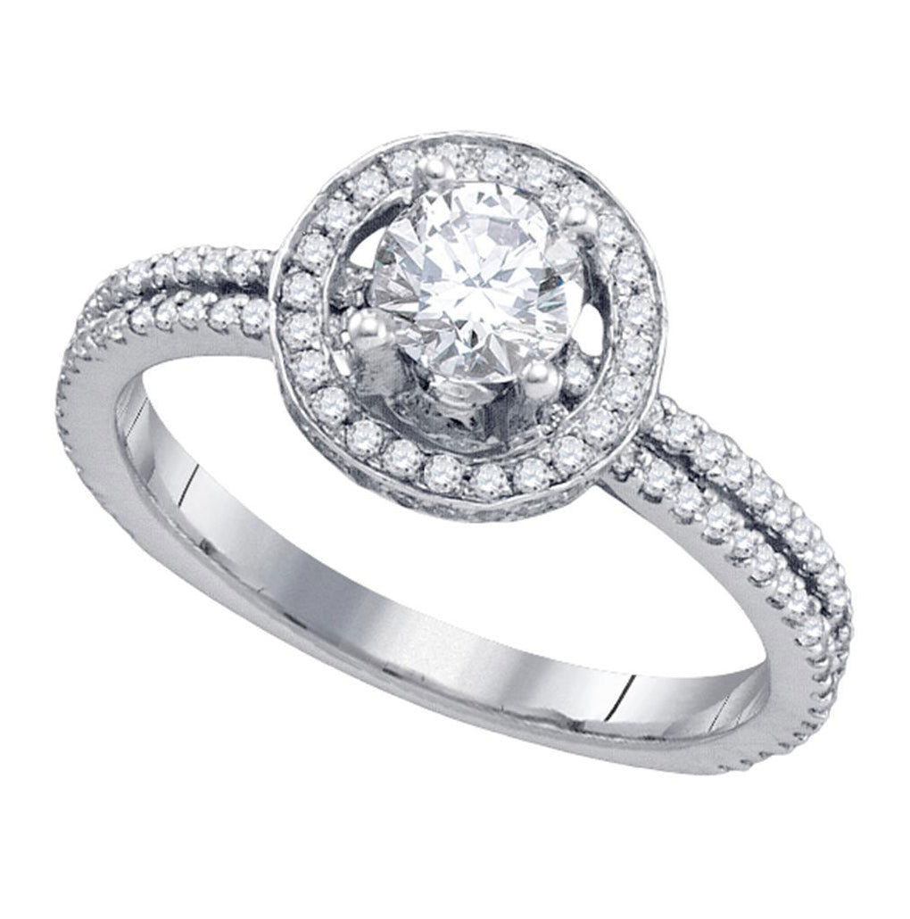 14k White Gold Womens Round Diamond Solitaire Bridal Wedding Engagement Ring 7/8 Cttw