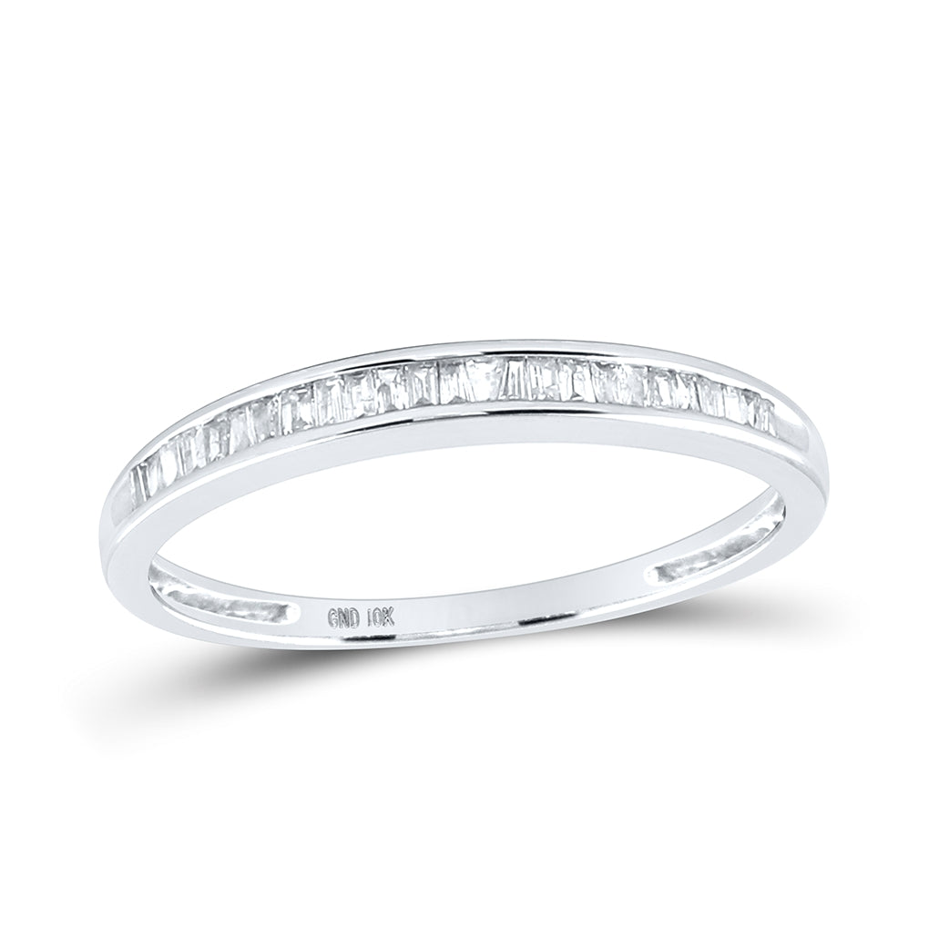 10K Yellow Or White Gold Womens Baguette Diamond Wedding Anniversary Band 1/6 Cttw, Womens Size: 5-10