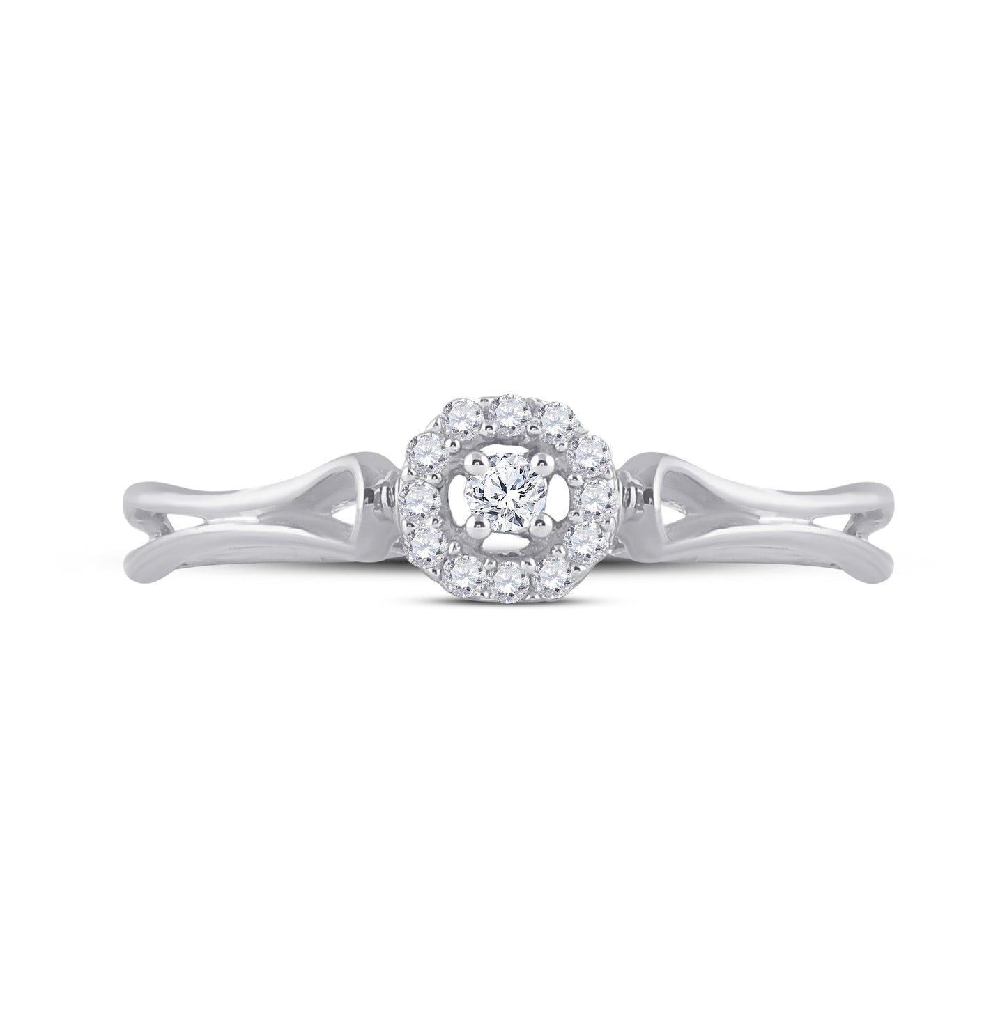 10K White Gold Womens Round Diamond Solitaire Promise Ring 1/10ctw, Womens Size: 5-10