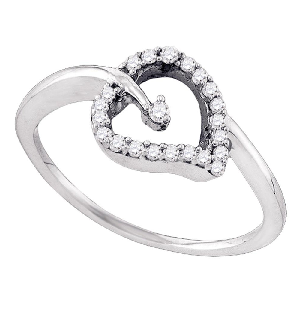 10kt White Gold Womens Round Diamond Negative-space Fashion Ring 1/6 Cttw