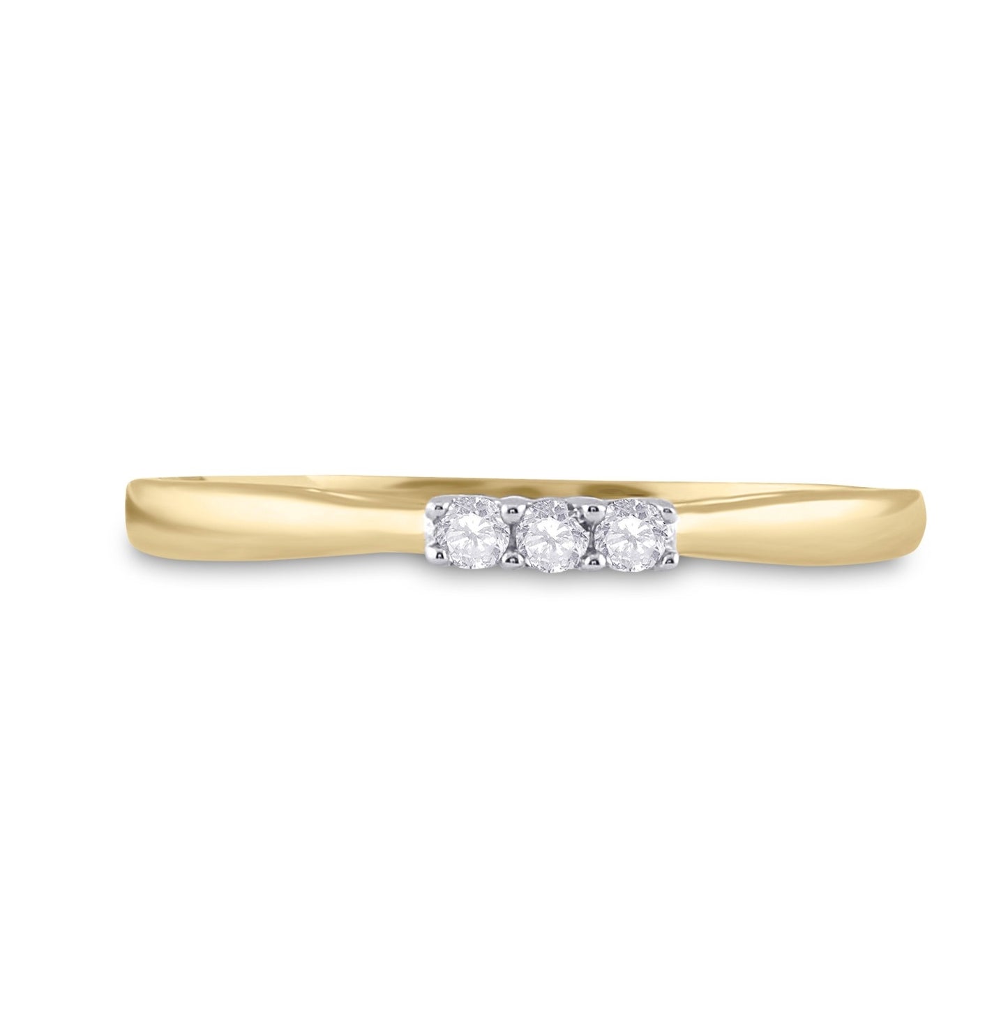 10K Yellow Gold Round Diamond 3-stone Bridal Wedding Engagement Ring 1/20 Cttw, Womens Size: 5-10