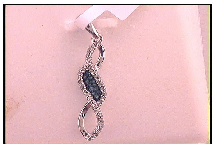 Sterling Silver 1/10ct Diamond Blue Pendant