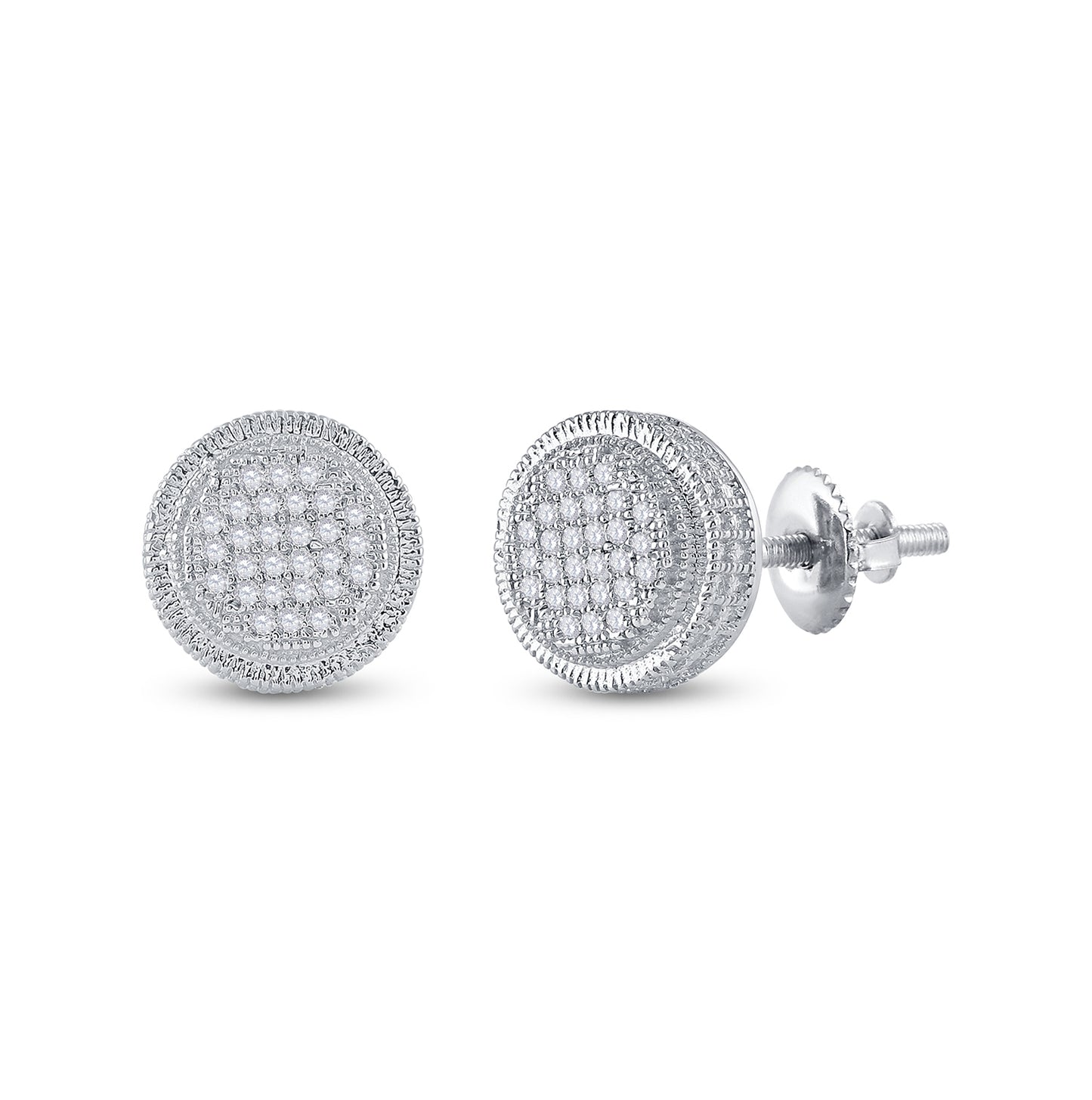Sterling Silver Round Dia. Disk Circle Earring 1/6ctw
