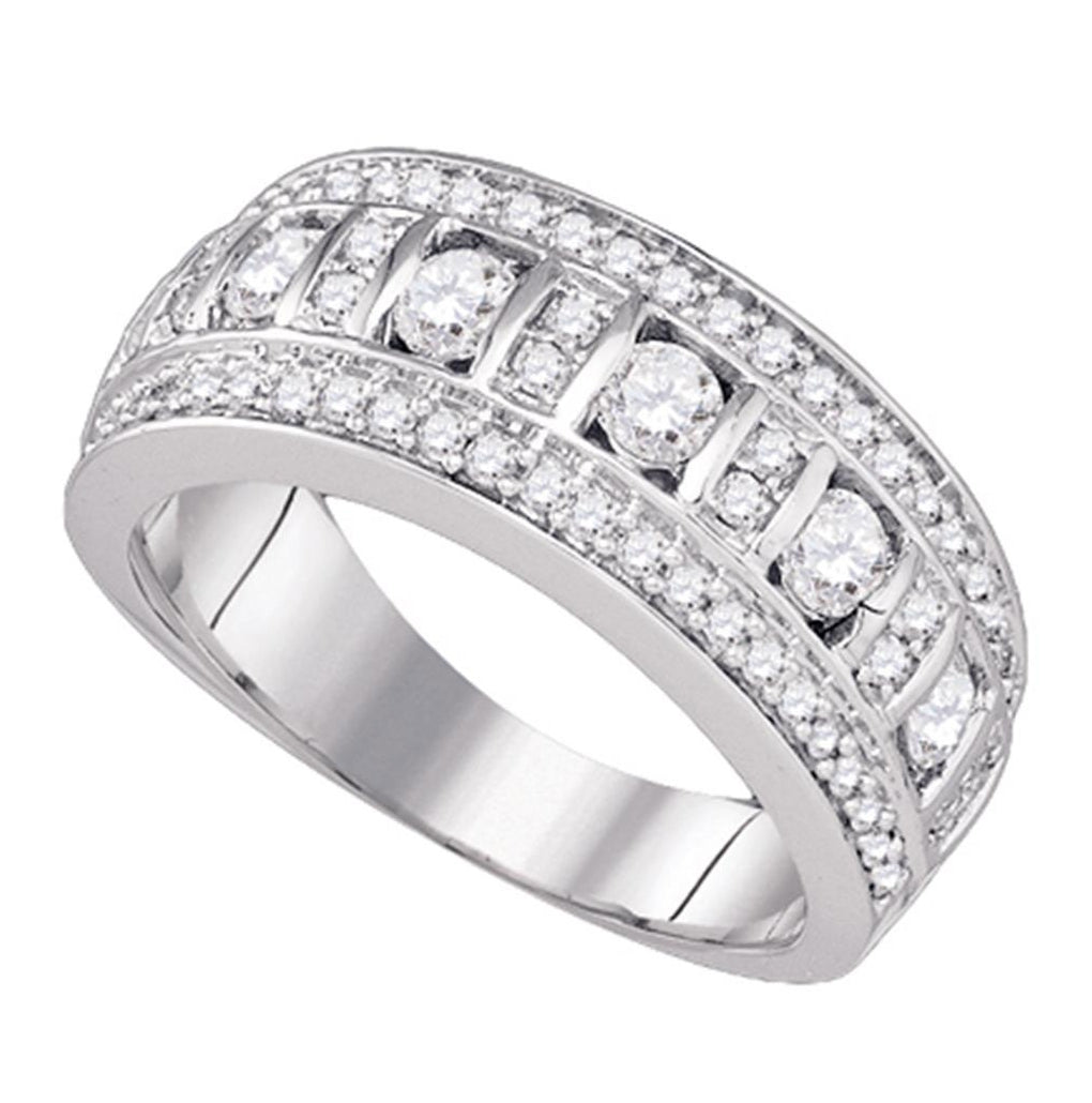 14kt White Gold Womens Round Channel-set Diamond Triple Row Band 1.00 Cttw