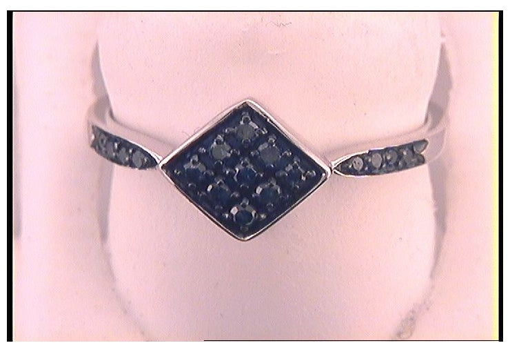 Sterling Silver 1/5ctw Diamond Fashion Blue Ring