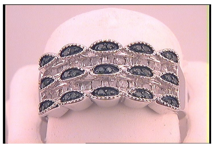 Sterling Silver 1/2ct. Diamond Fashion Blue Ring