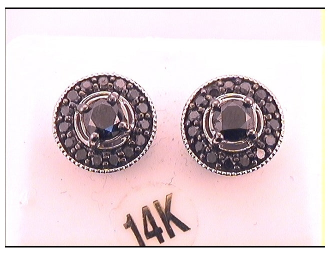 14kt White Gold Womens Color Enhanced Black Diamond Stud Earrings 2.00 Cttw