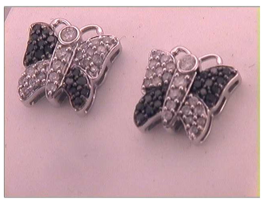 10kt White Gold 5/8ctw Diamond Black Diamond Earrings