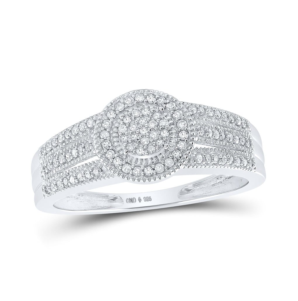Sterling Silver Womens Round Diamond Cluster Ring 1/4 Cttw, Womens Size: 5-10