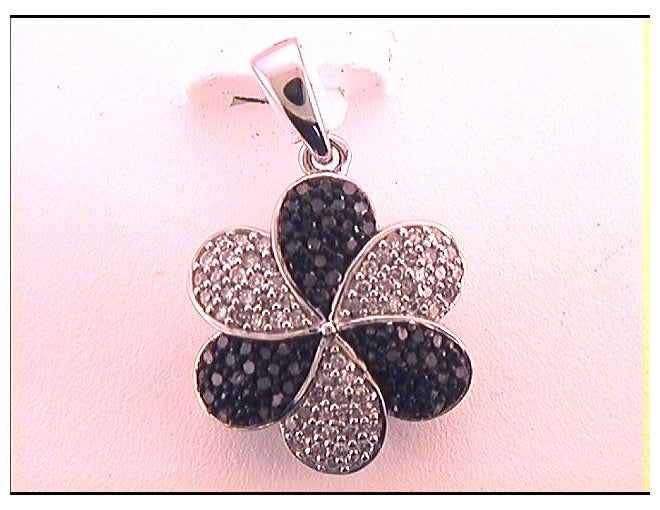 10kt White Gold 1/3ctw Diamond Black Diamond Pendant