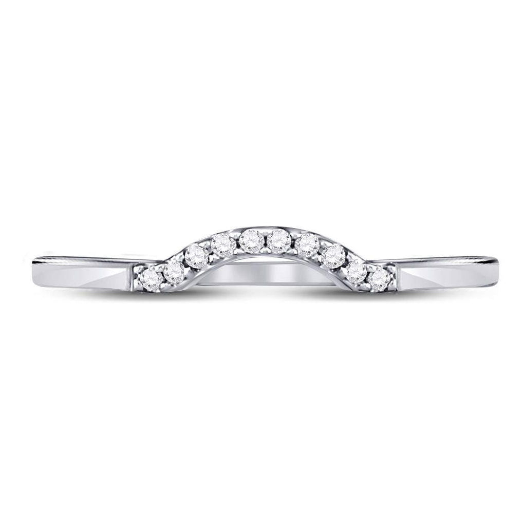 10K White Gold Womens Round Diamond Contoured Solitaire Enhancer Wedding Band 1/20 Cttw, Womens Size: 5-10