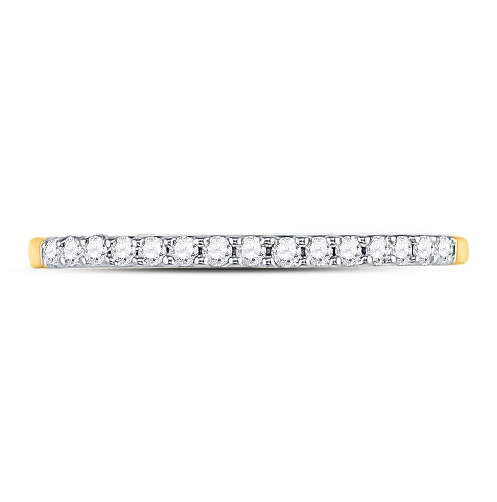 14k Yellow Or White Gold Round Diamond Womens Slender Stackable Wedding Band 1/6 Cttw