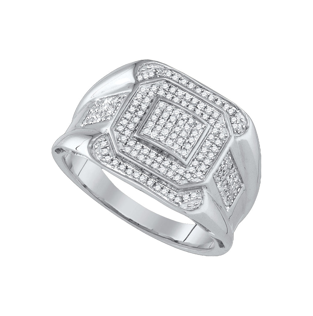 10kt White Gold 1/2ctw Diamond Micro-pave Mens Ring