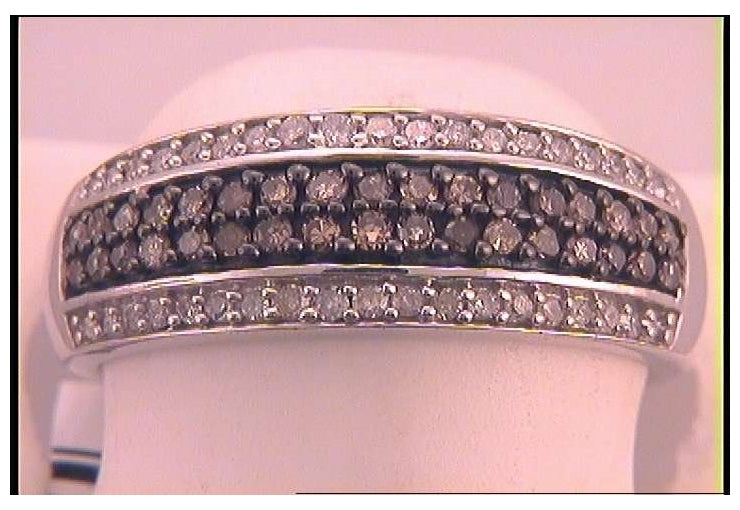 10kt White Gold 1/2ctw Diamond Natural Brown Band