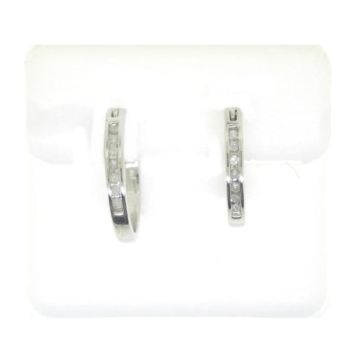 10kt White Gold Womens Round Diamond Hoop Earrings 1/8 Cttw