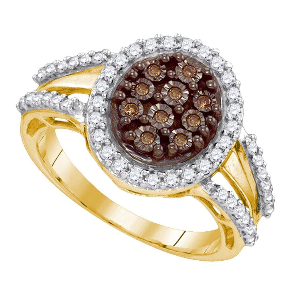 10kt Yellow Gold 1/2ctw Diamond Brown Micro-pave Ring