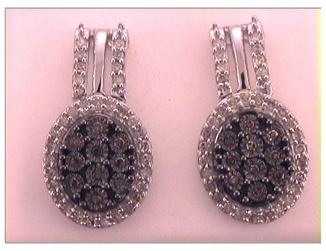 10kt White Gold Womens Brown Diamond Cluster Earrings 3/4 Cttw