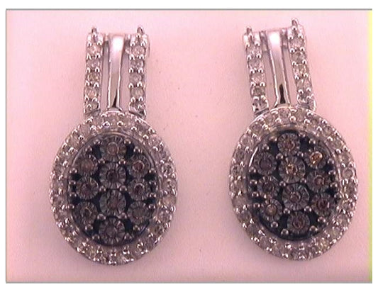 10kt White Gold Womens Brown Diamond Cluster Earrings 3/4 Cttw