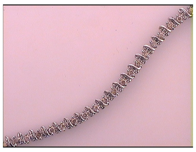 10kt White Gold Womens Brown Diamond Tennis Bracelet 7/8 Cttw