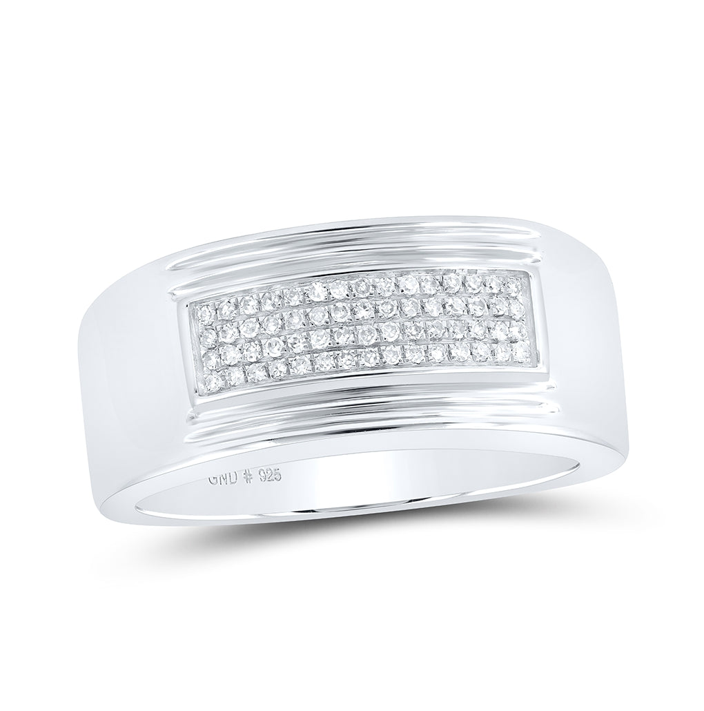 Sterling Silver Mens Round Diamond Band Ring 1/6ctw, Mens Size: 7-13