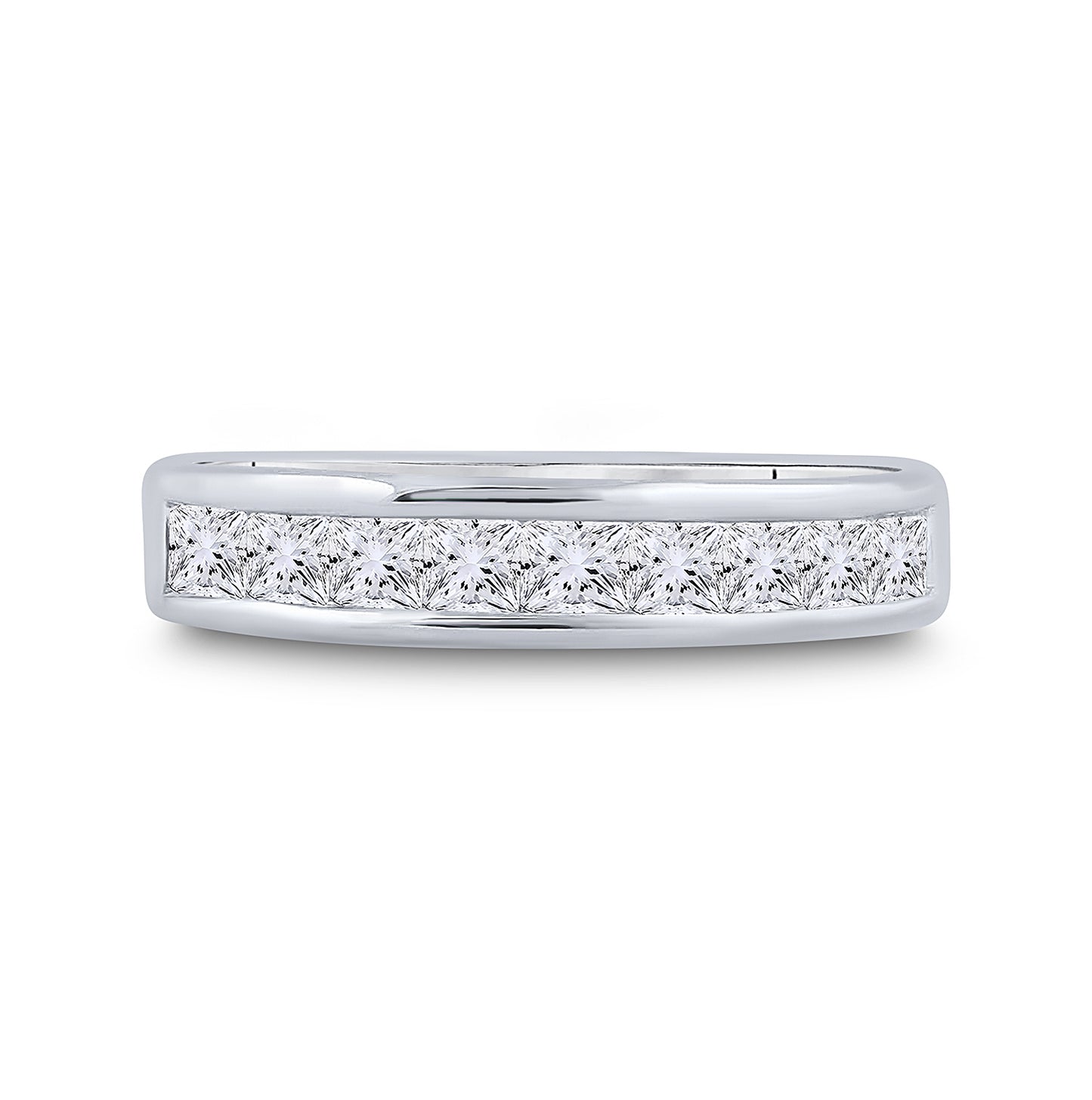 14K White Gold Womens Princess Channel-set Diamond Single Row Wedding Band 1 Cttw, Womens Size: 5-10