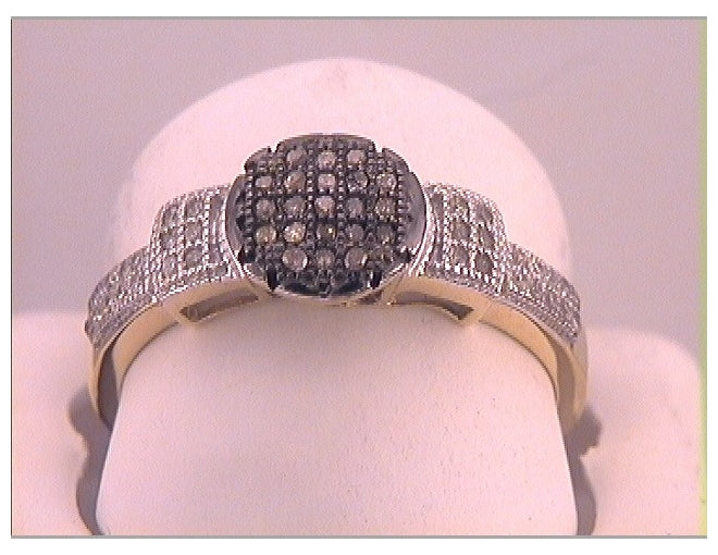 10kt Yellow Gold Womens Brown Diamond Cluster Ring 1/5 Cttw