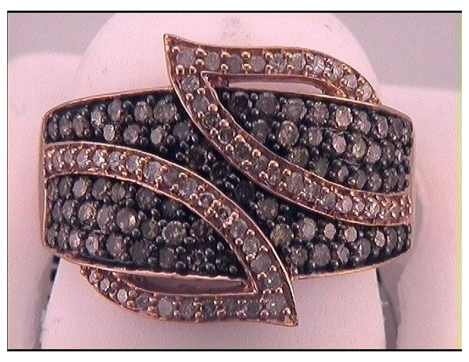 10kt Rose Gold Womens Round Brown Diamond Fashion Ring 1.00 Cttw